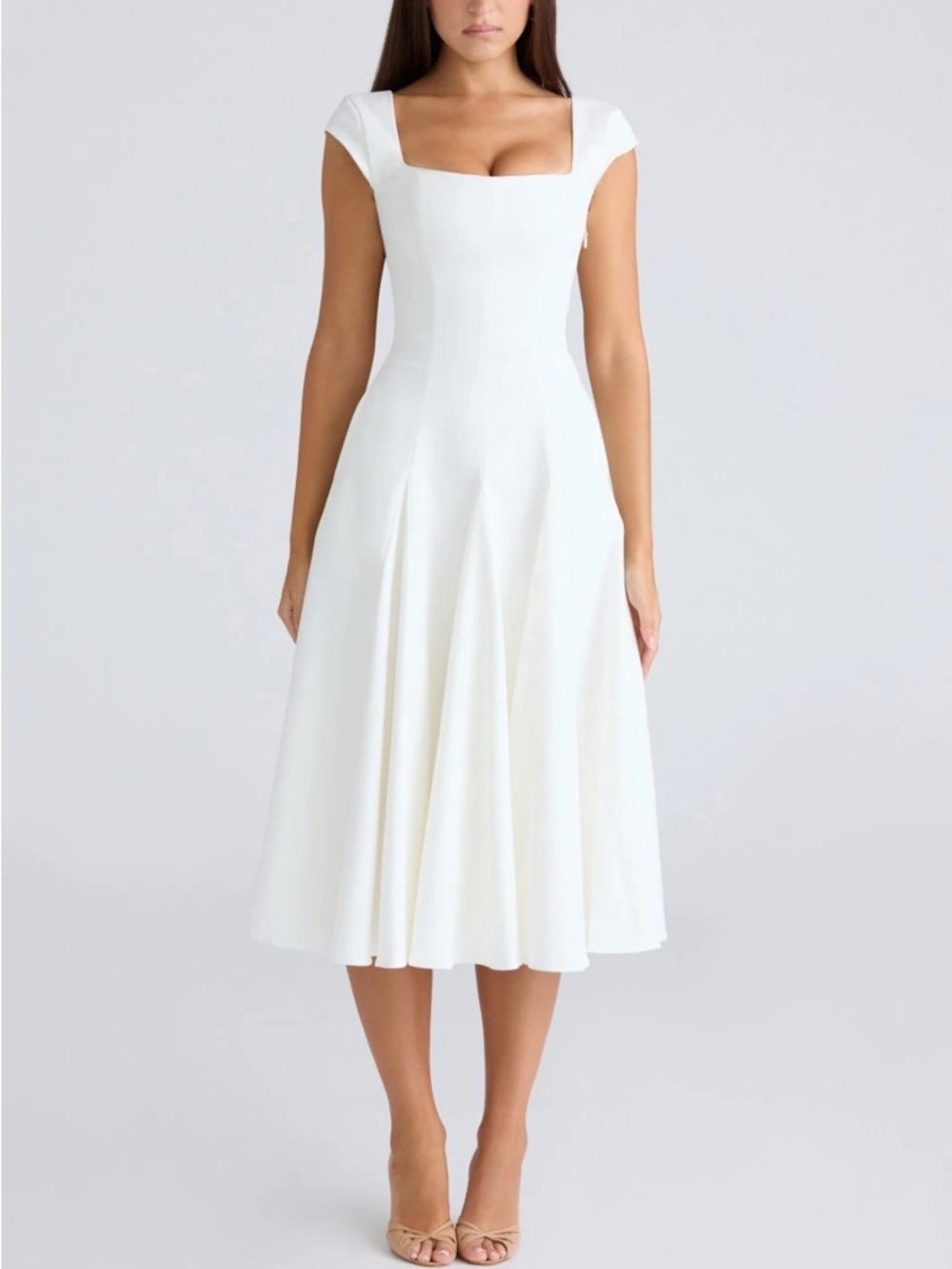 House of CB Raisa White Square-Neck Midi Dress
